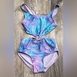 Purple and Blue Tie-Dye Swimsuit